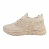 Trendy lage beige textiel sneaker Maud._