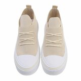 Trendy lage beige textiel sneaker Ingeborg._