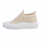 Trendy lage beige textiel sneaker Ingeborg._