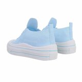 Trendy lage licht blauwe textiel sneaker Ingeborg._