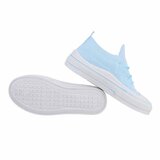 Trendy lage licht blauwe textiel sneaker Ingeborg._