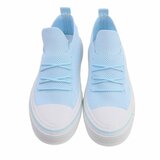 Trendy lage licht blauwe textiel sneaker Ingeborg._