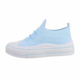 Trendy lage licht blauwe textiel sneaker Ingeborg._