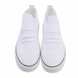 Trendy lage witte textiel sneaker Ingeborg._