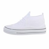 Trendy lage witte textiel sneaker Ingeborg._