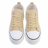 Trendy lage kaki bruine textiel sneaker Josie._