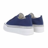 Trendy lage blauwe textiel sneaker Josie._