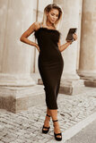 Elegante 3/4 zwarte bodycon jurk._