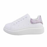 Lage witte sneaker met purperen accent Nicole._