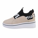 Beige lage textiel mix step in sneaker Sanne._