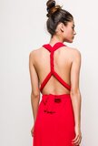 Maxi robe longue rouge foncée à bandes_