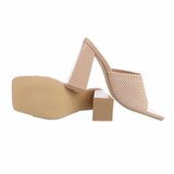  Beige hoge mixed mule Karien_