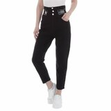 Trendy zwarte 7/8 jeans broek met hoge taille._