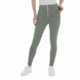 Groene high waist jeans met knoppensluiting._
