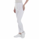 Witte high waist jeans met knoppensluiting._