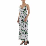 Zomerse wit-groene maxi bloemen jurk._