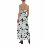 Zomerse wit-groene maxi bloemen jurk._