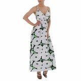 Zomerse wit-groene maxi bloemen jurk._