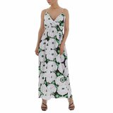 Zomerse wit-groene maxi bloemen jurk._