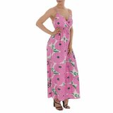 Zomerse rose-groene maxi bloemen jurk._