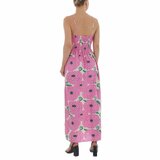 Zomerse rose-groene maxi bloemen jurk._