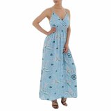 Zomerse licht blauwe maxi bloemen jurk._