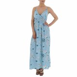 Zomerse licht blauwe maxi bloemen jurk._