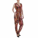 Trendy rode v-uitgesneden armloze jumpsuit met deco._