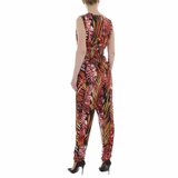 Trendy rode v-uitgesneden armloze jumpsuit met deco._