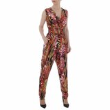 Trendy rode v-uitgesneden armloze jumpsuit met deco._