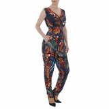 Trendy multi colours v-uitgesneden armloze jumpsuit met deco._