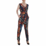 Trendy multi colours v-uitgesneden armloze jumpsuit met deco._