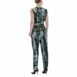 Trendy groene v-uitgesneden armloze jumpsuit met deco ._