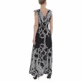 Zwarte armloze maxi jurk met print._