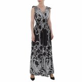 Zwarte armloze maxi jurk met print._