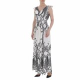 Witte armloze maxi jurk met print._