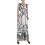 Witte armloze maxi jurk met print._