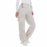 Trendy beige high waist cargo broek._