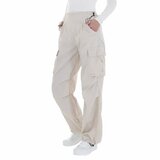 Trendy beige high waist cargo broek._