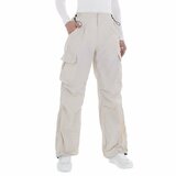 Trendy beige high waist cargo broek._