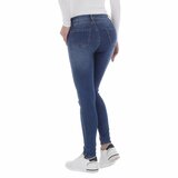 Skinny high waist donker blauwe jeans in used look._
