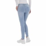 Skinny high waist licht blauwe jeans in used look._