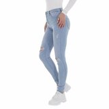 Skinny high waist licht blauwe jeans in used look._