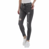 Skinny high waist grijze jeans in used look._