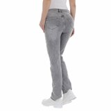Skinny high waist licht grijze jeans in used look._