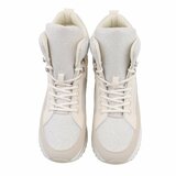 Hoge beige mixed textiel sneaker Moya_