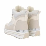 Hoge beige mixed textiel sneaker Moya_