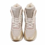 Hoge gouden mixed textiel sneaker Viva_