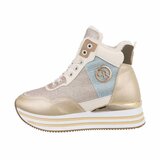 Hoge gouden mixed textiel sneaker Viva_