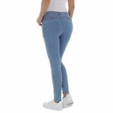Skinny high waist blauwe jeans met deco._